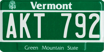 VT license plate AKT792