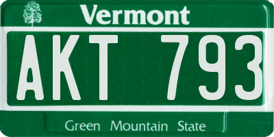 VT license plate AKT793