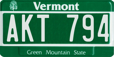 VT license plate AKT794