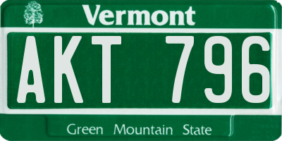 VT license plate AKT796
