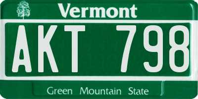 VT license plate AKT798