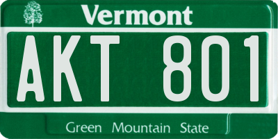 VT license plate AKT801