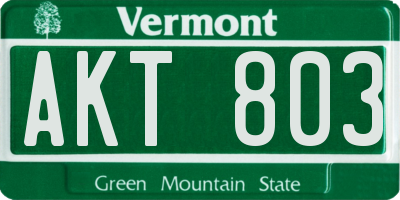VT license plate AKT803
