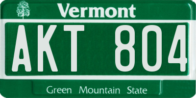 VT license plate AKT804
