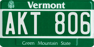 VT license plate AKT806