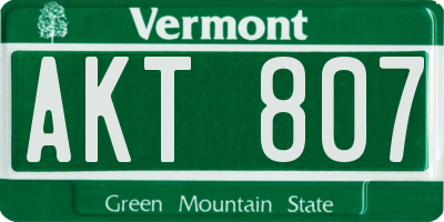 VT license plate AKT807