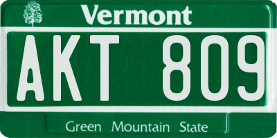 VT license plate AKT809