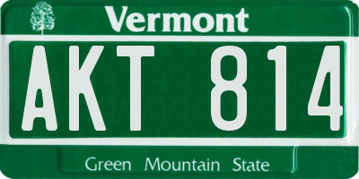 VT license plate AKT814