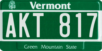 VT license plate AKT817