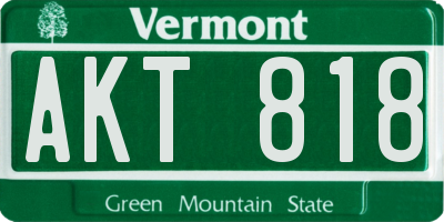 VT license plate AKT818