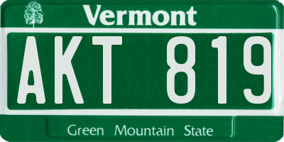 VT license plate AKT819