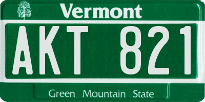 VT license plate AKT821