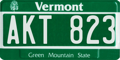 VT license plate AKT823
