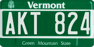 VT license plate AKT824