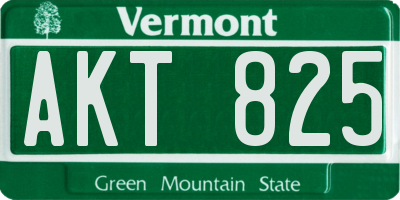 VT license plate AKT825