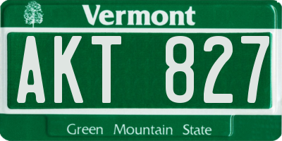VT license plate AKT827