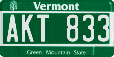 VT license plate AKT833