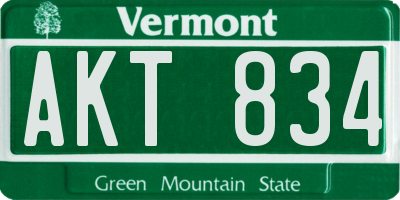 VT license plate AKT834
