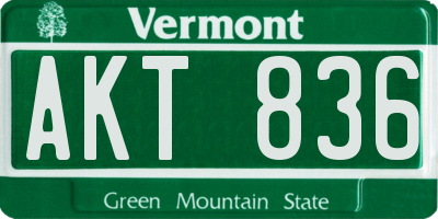 VT license plate AKT836