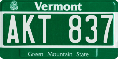 VT license plate AKT837