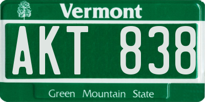 VT license plate AKT838