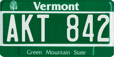 VT license plate AKT842
