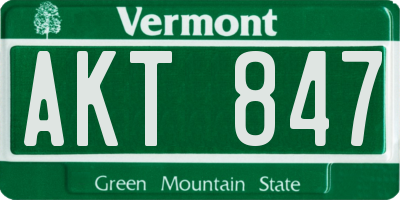 VT license plate AKT847