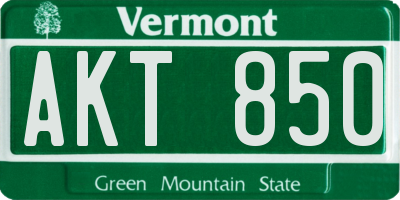 VT license plate AKT850