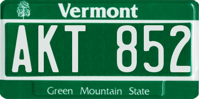 VT license plate AKT852