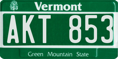 VT license plate AKT853