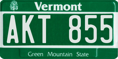 VT license plate AKT855