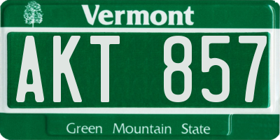 VT license plate AKT857