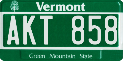 VT license plate AKT858