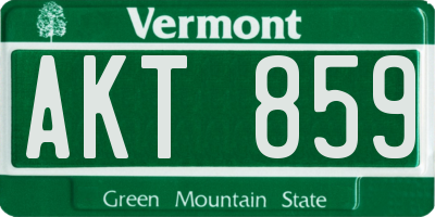VT license plate AKT859