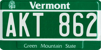 VT license plate AKT862
