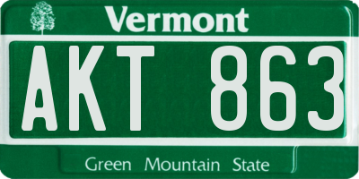 VT license plate AKT863
