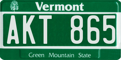 VT license plate AKT865