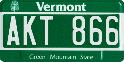 VT license plate AKT866