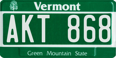 VT license plate AKT868