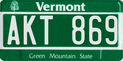 VT license plate AKT869