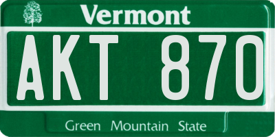 VT license plate AKT870