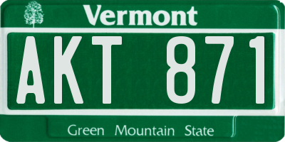VT license plate AKT871