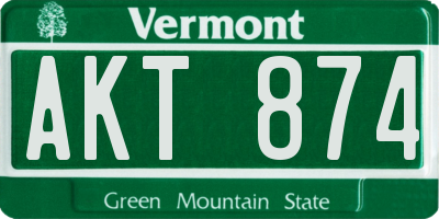 VT license plate AKT874