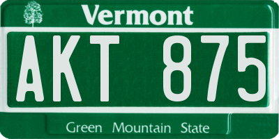 VT license plate AKT875