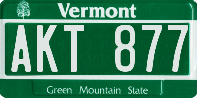 VT license plate AKT877