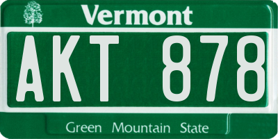 VT license plate AKT878