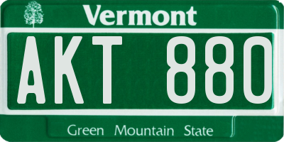 VT license plate AKT880