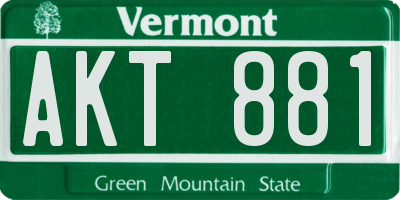 VT license plate AKT881