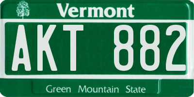 VT license plate AKT882