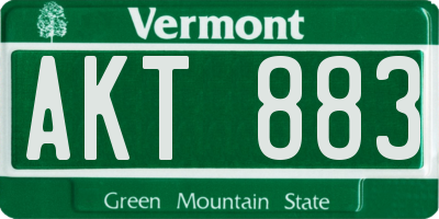 VT license plate AKT883